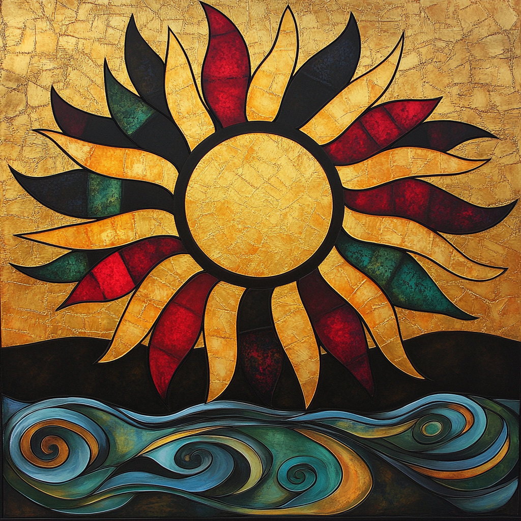 Norval Morrisseau Inspired Sun And Water Energy Paint by numbers art