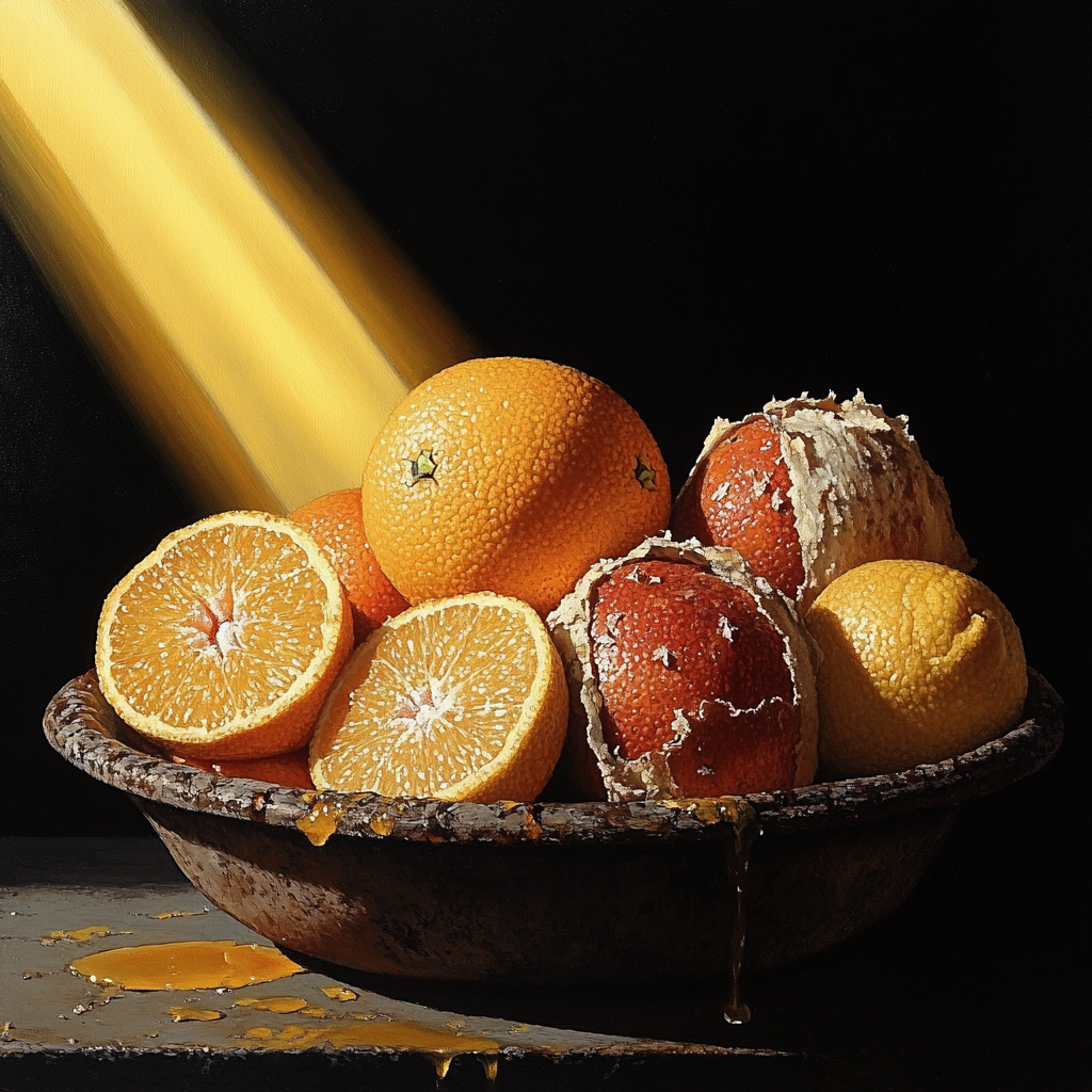 Caravaggio Inspired Decaying Citrus Symphony DIY paint by numbers