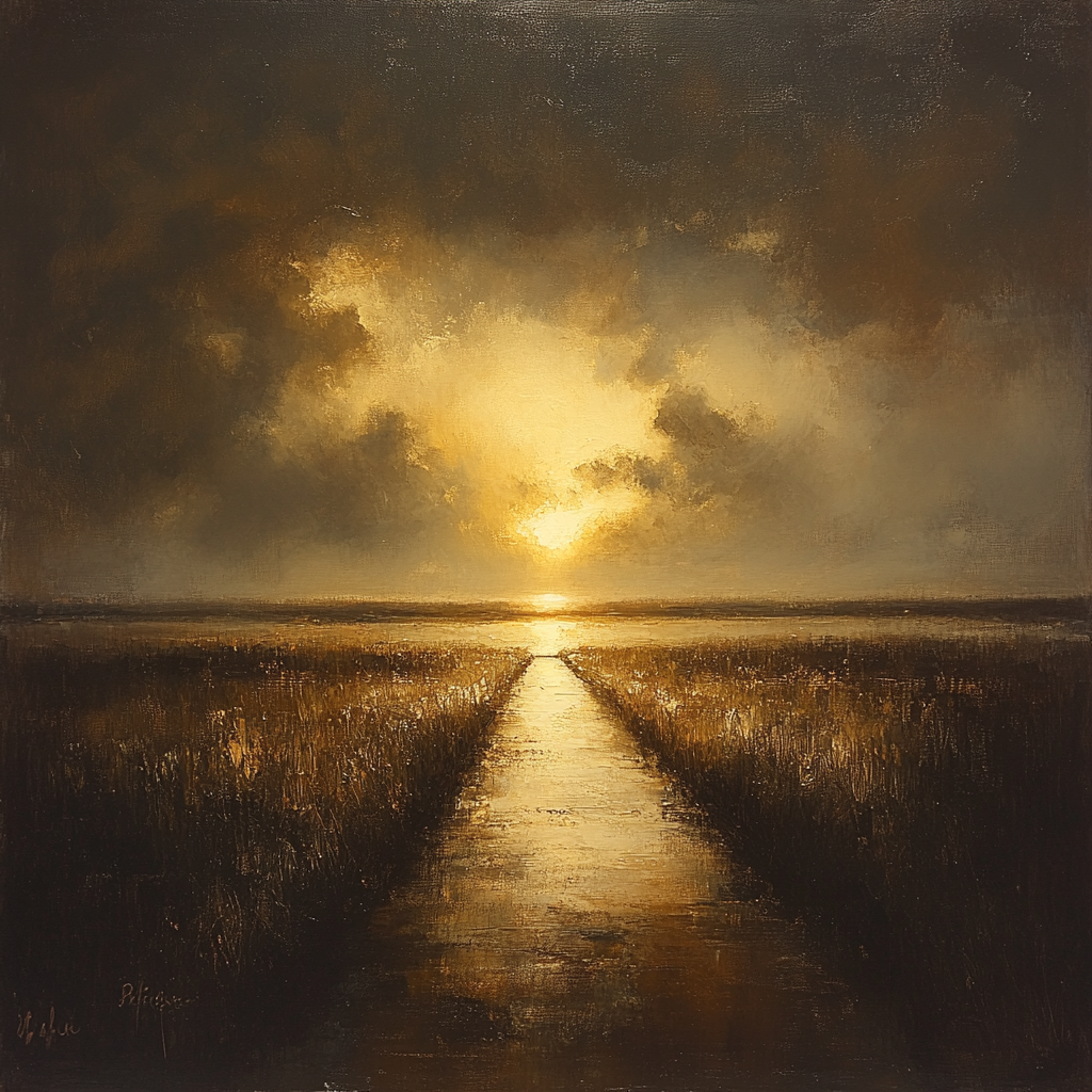 Rembrandt Inspired Twilight Causeway And Cloudbank Paint by numbers kits