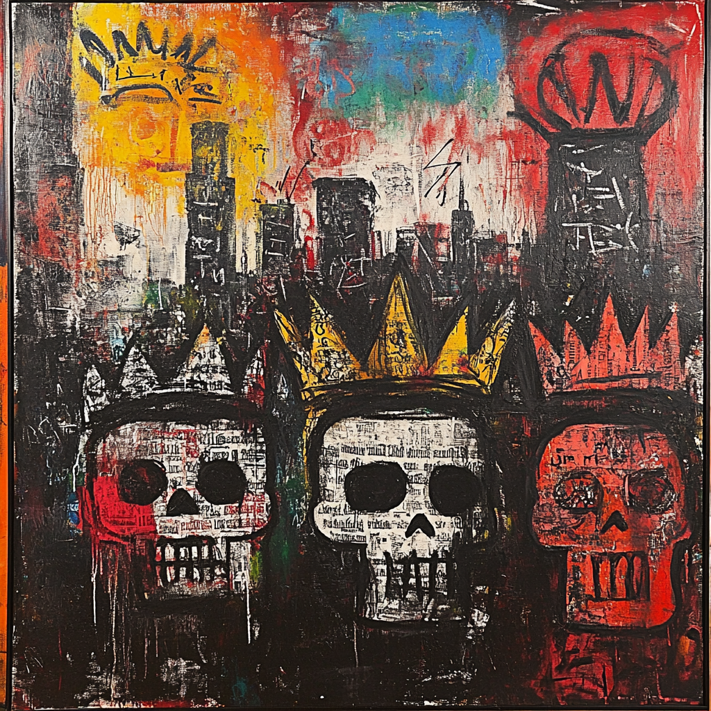 Basquiat Inspired Urban Mythology paint by color