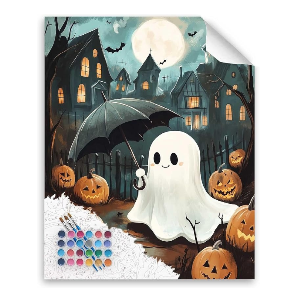 Ghost Holding An Umbrella Paint By Number