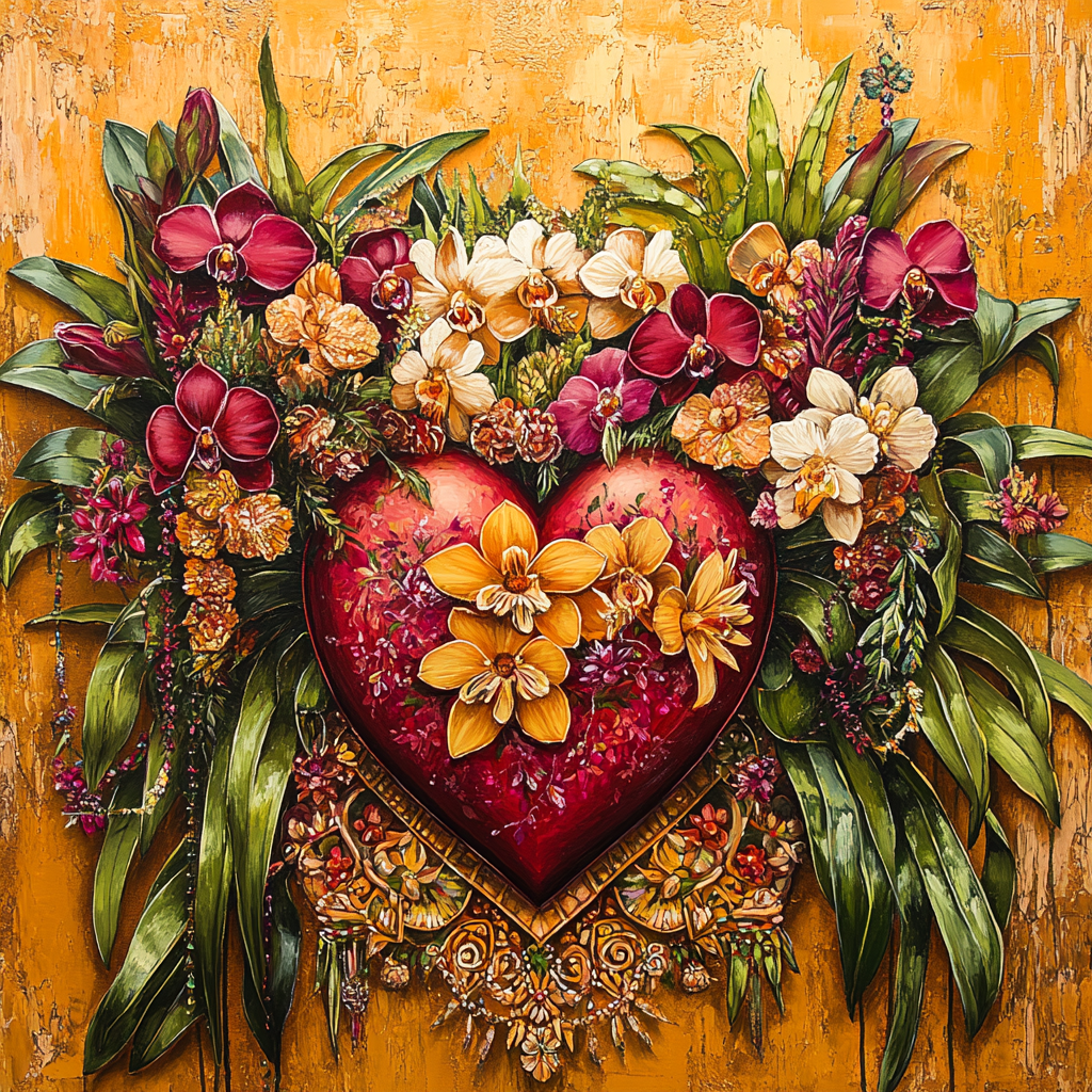 Frida Kahlo Inspired Botanical Heartscape painting number kit