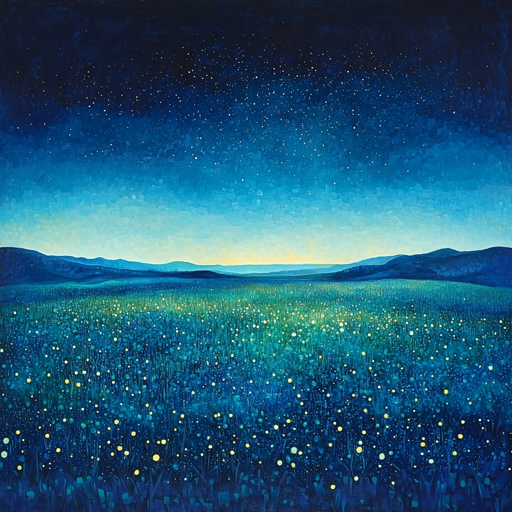 Georges Seurat Inspired Starlit Meadow Dreamscape Number Painting