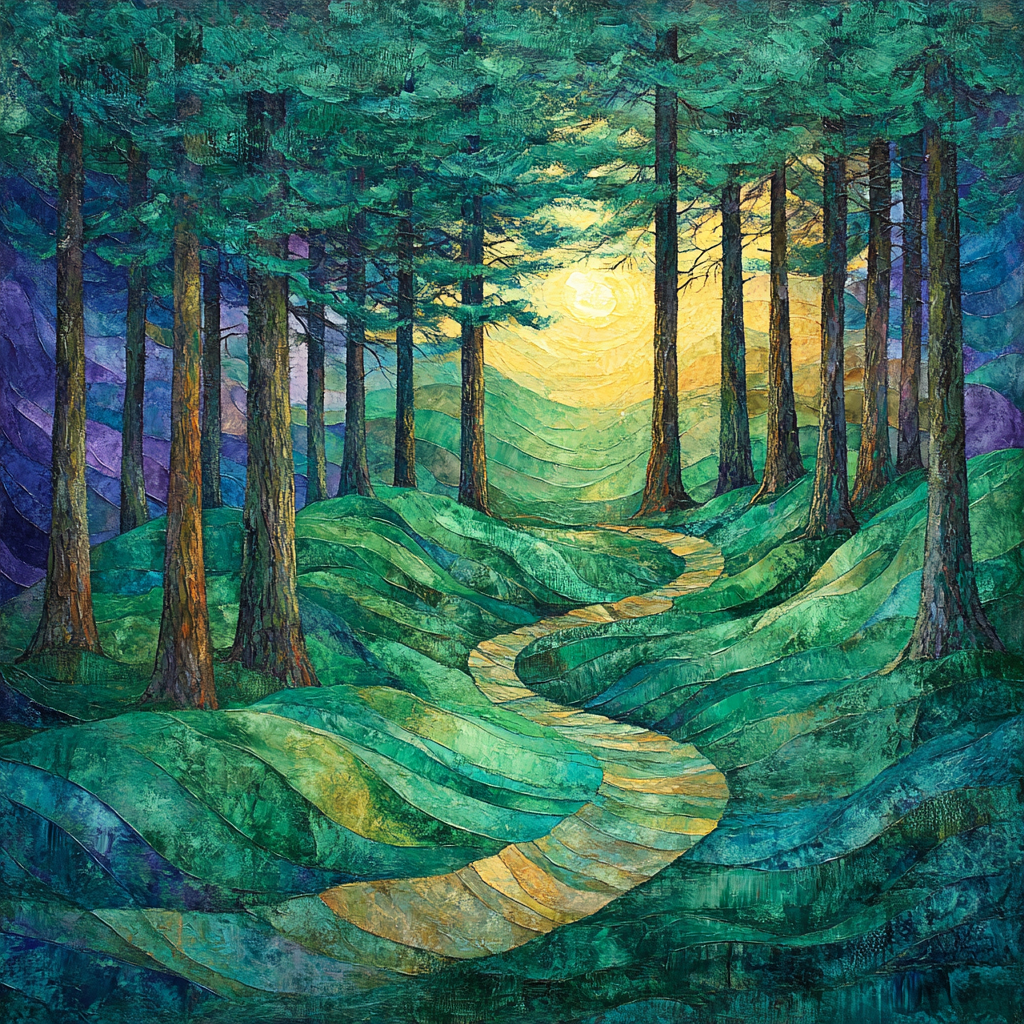 Emily Carr Inspired Towering Cathedral Cedars Paint by numbers art