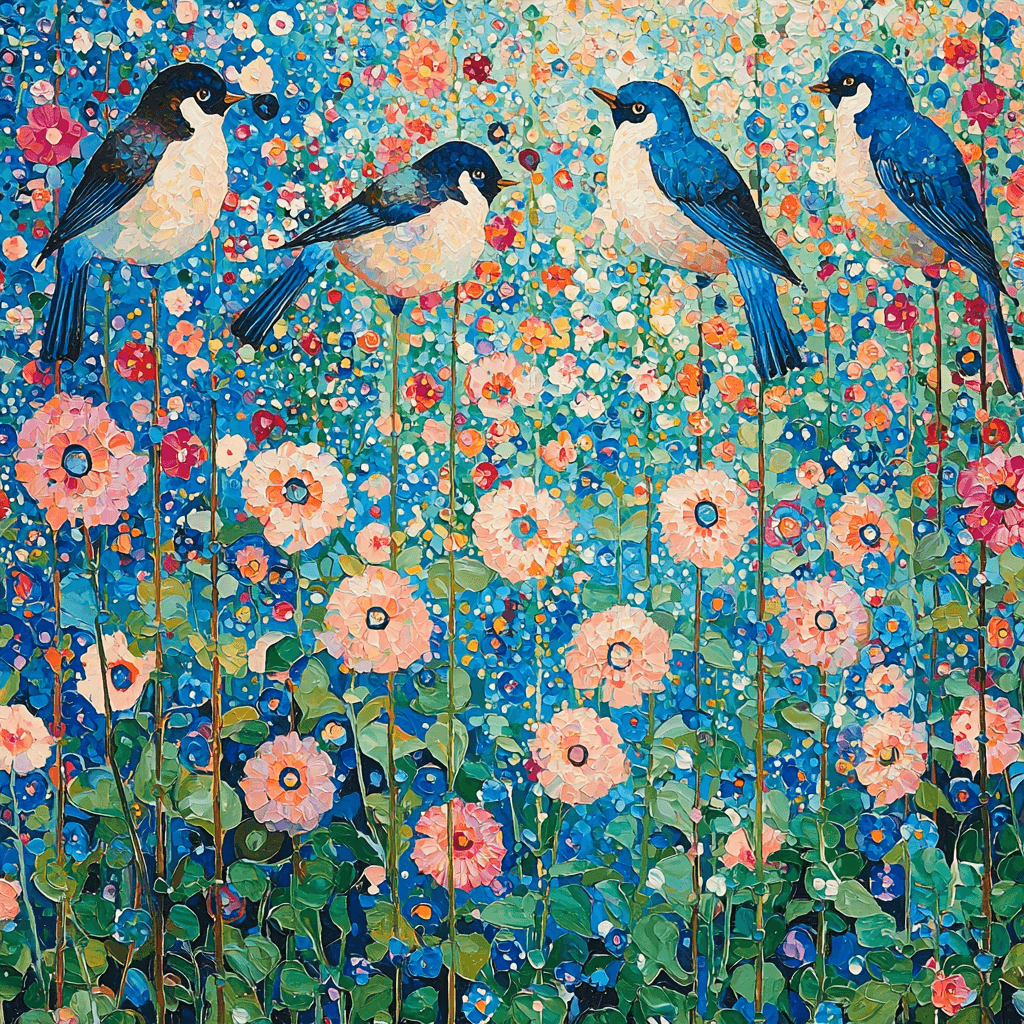 Gustav Klimt Inspired Joyful Birds Numbered Painting Kits