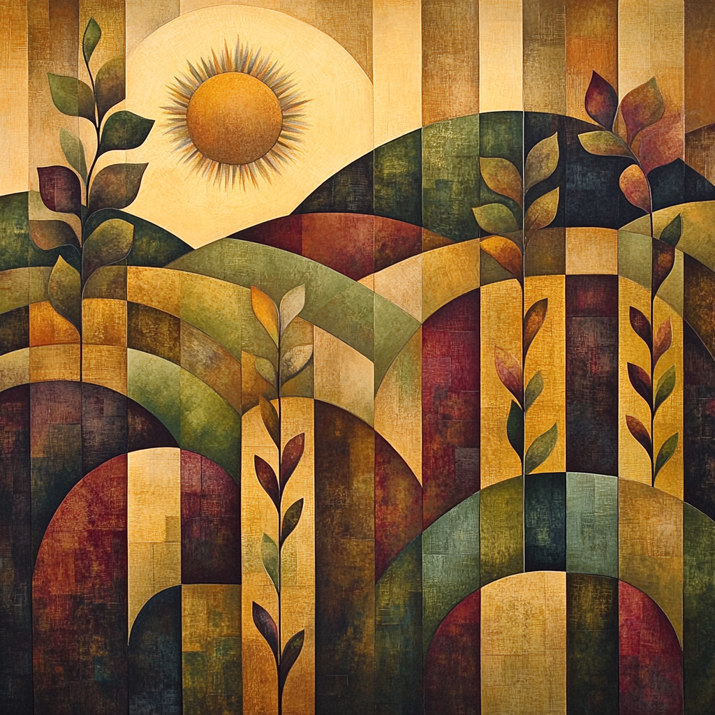 Pablo Picasso Inspired Geometric Vineyard Abstraction paint by numbers