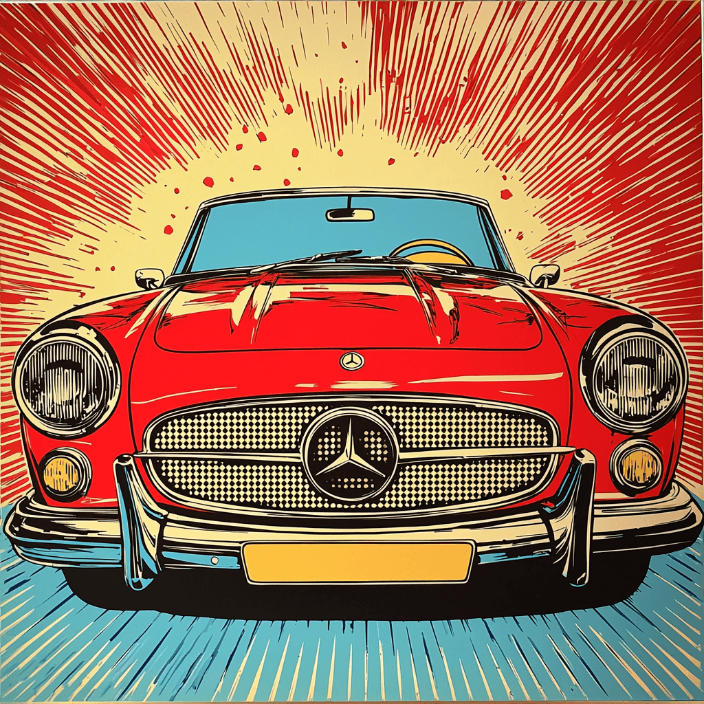 Roy Lichtenstein Inspired Retro Car Rendezvous Number Painting