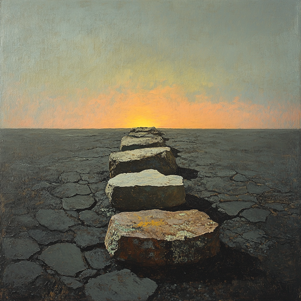 Francisco Goya Inspired Weathered Stones Beneath A Dying Light paint by numbers