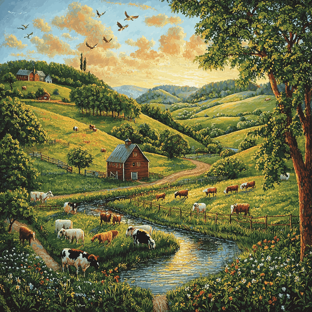 Grant Wood Inspired Rural Life In Harmony Paint By Numbers Kits
