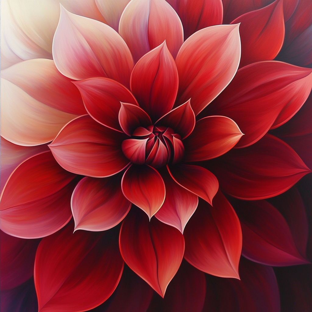 Georgia OKeeffe Inspired Red Petal Close Up DIY paint by numbers