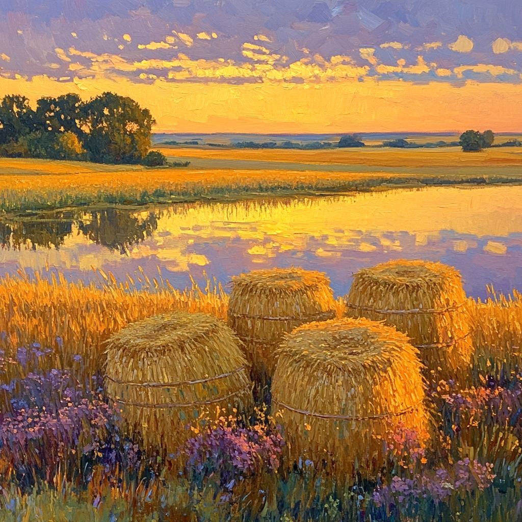 Claude Monet Inspired Haystacks Sunset Glow Paint by numbers kits