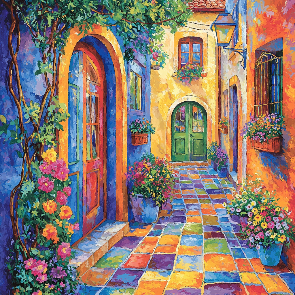 Marc Chagall Inspired Artistic Alleyway Number Painting