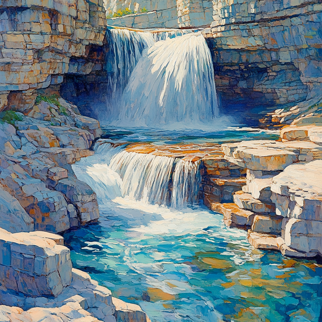 Michelangelo Inspired Mountain Cascade paint by color