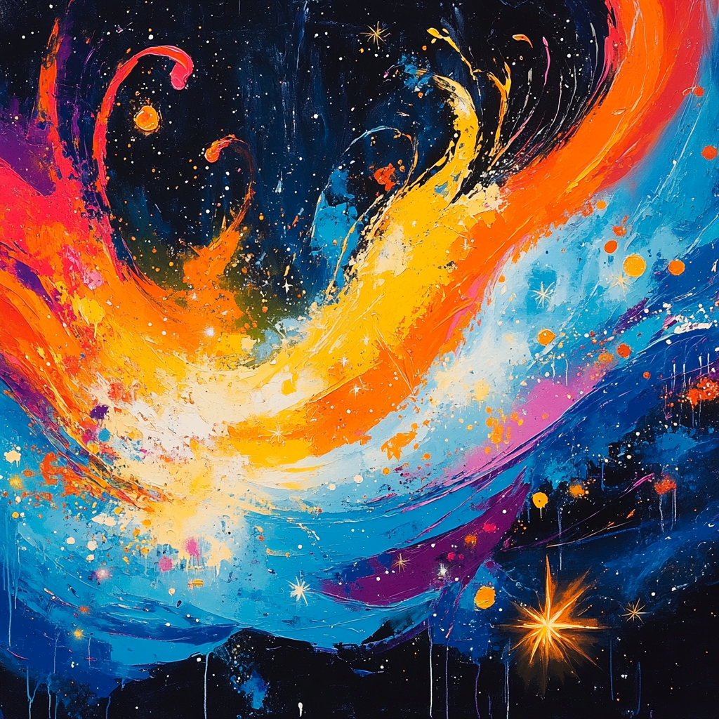 Jean-Michel Basquiat Inspired Cosmic Reflections paint by color