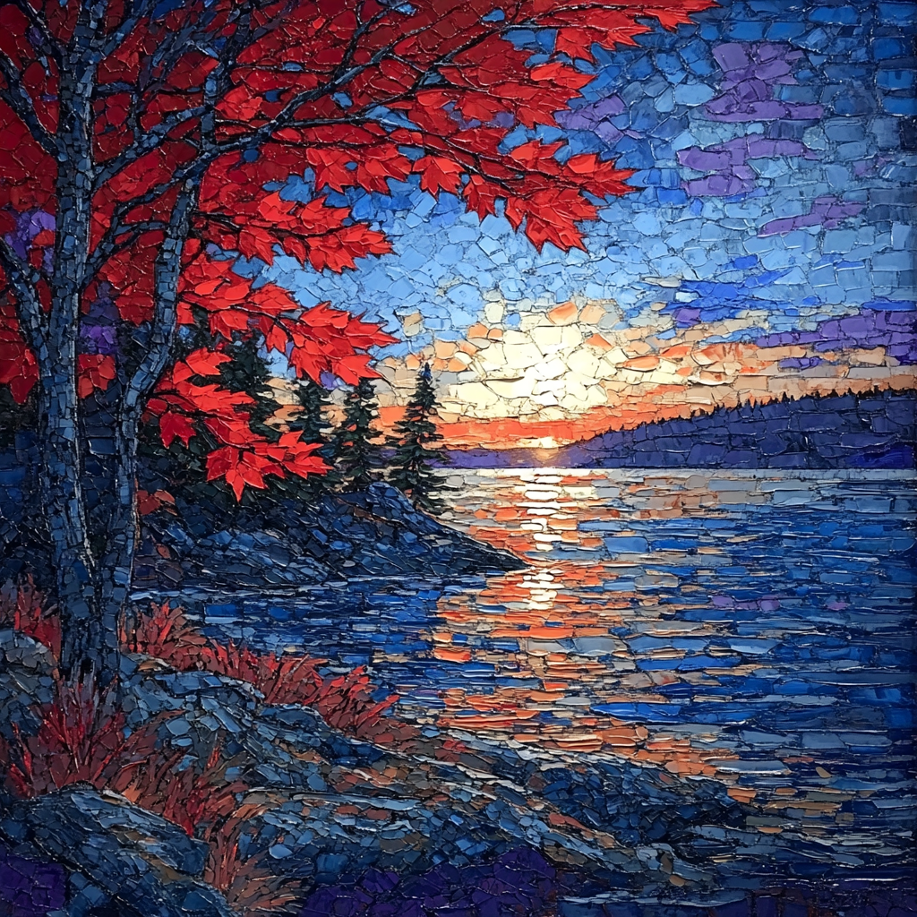 A.Y. Jackson Inspired Red Maple Screen At Dusk paint by numbers