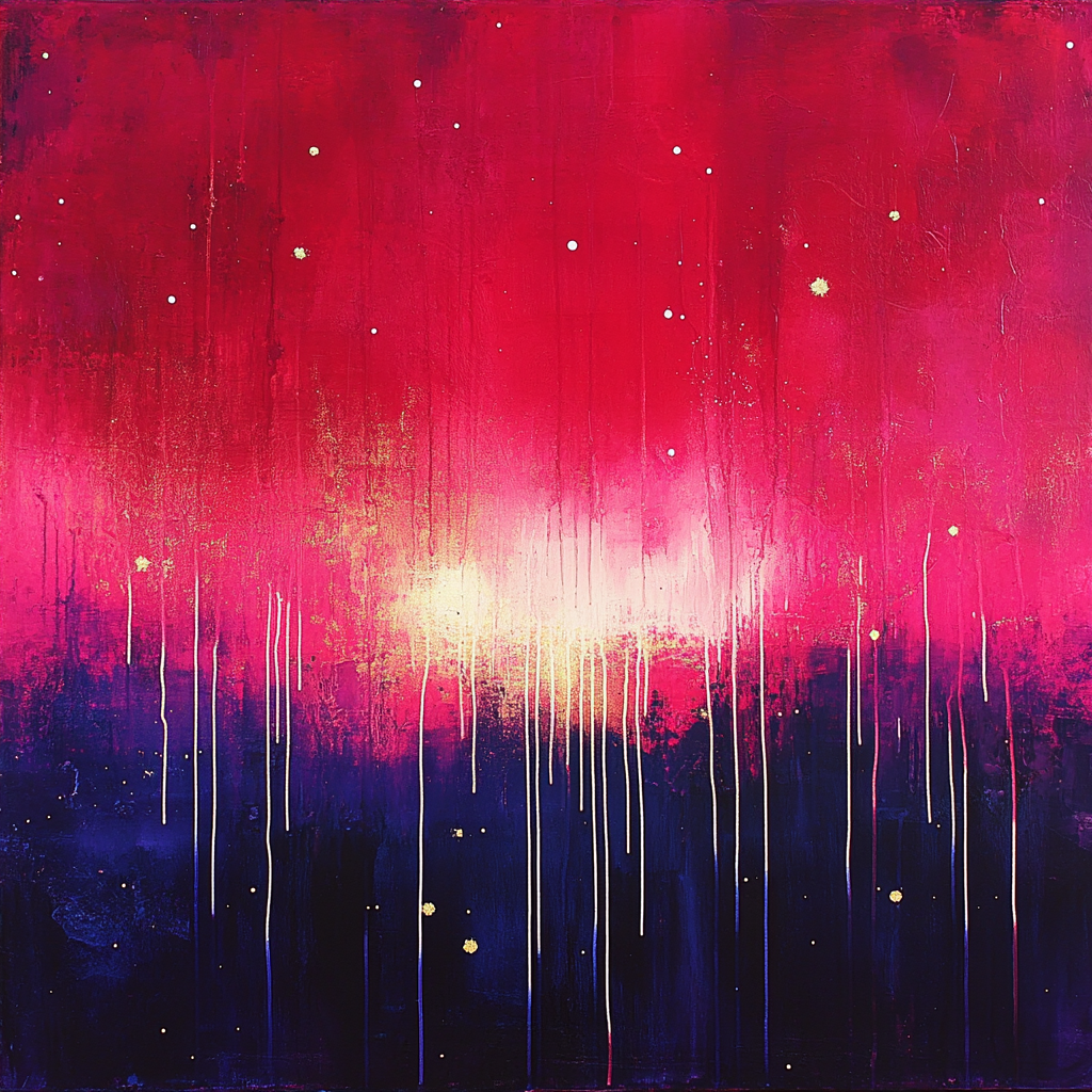 Jackson Pollock Inspired Auroral Dripscape In Crimson And Indigo Paint by numbers art