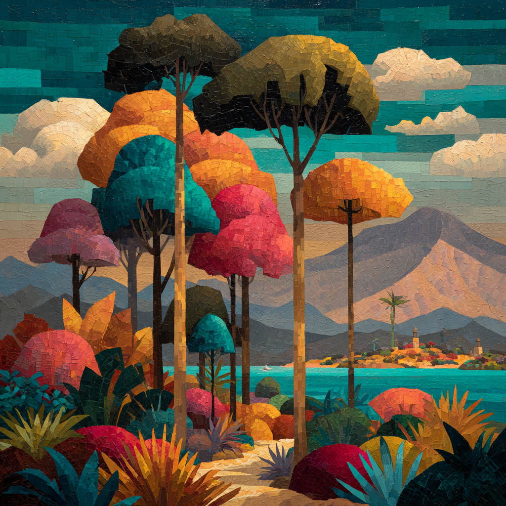 Paul Gauguin Inspired Tropical Village Number painting