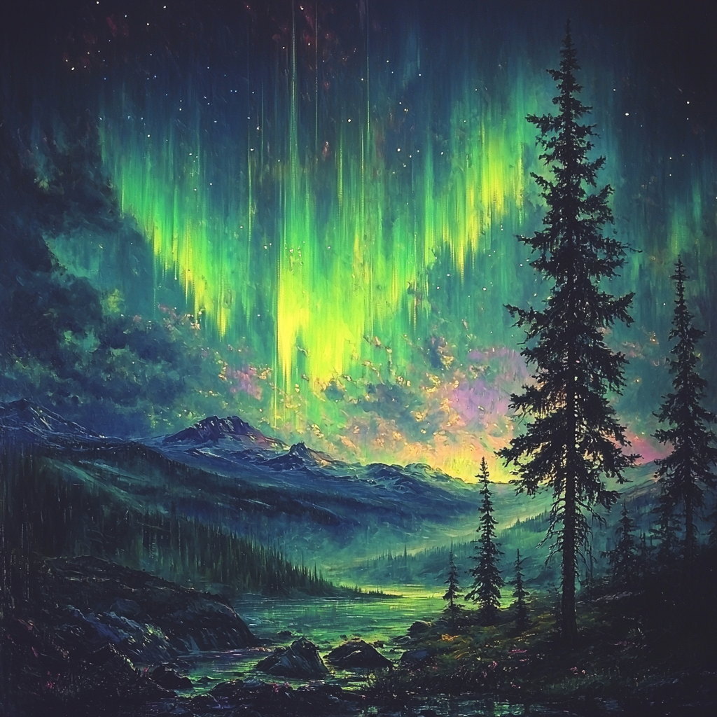 Frederic Edwin Church Inspired Aurora Wilderness Numbered Painting Kits