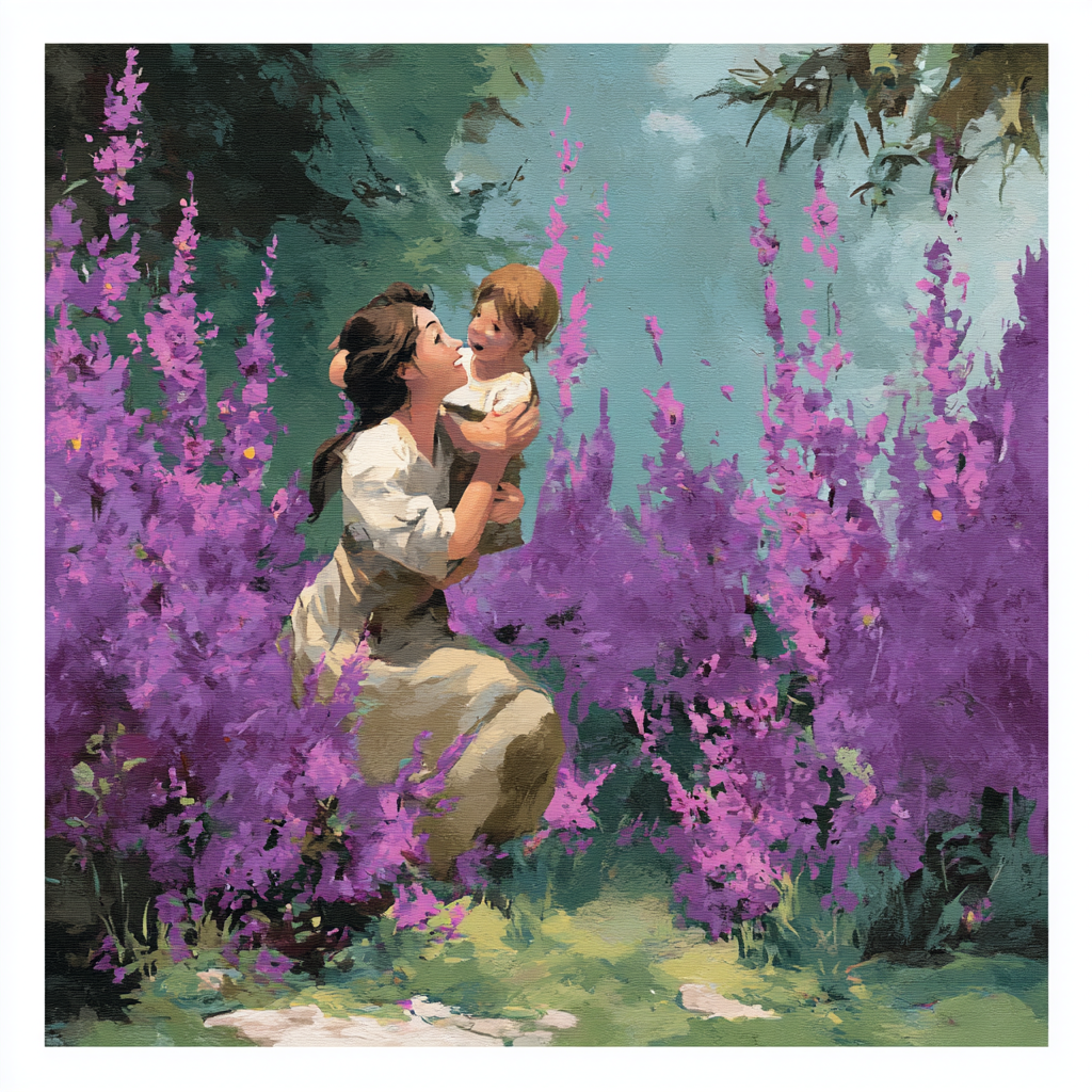 Mother And Child In The Lavender Field Paint By Numbers