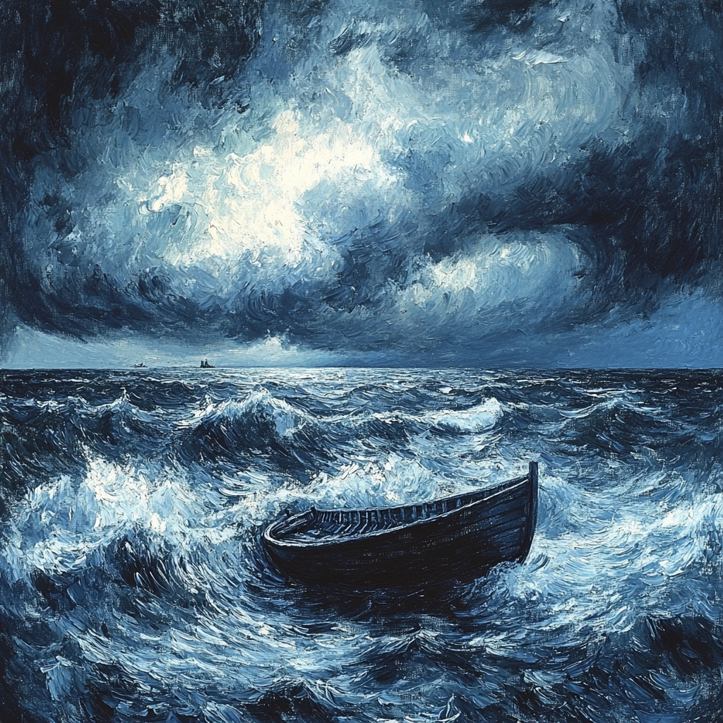 Edward Munch Inspired Stormy Ocean Landscape Painting by numbers kit