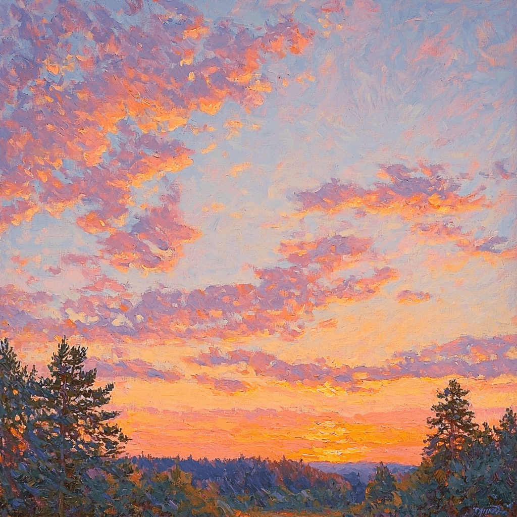 Monet Inspired Ethereal Evening Sky Numbered Painting Kits