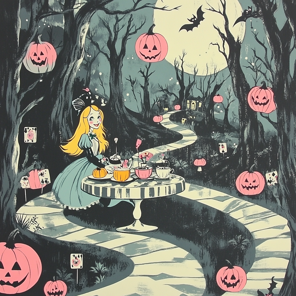 Haunted Tea Party With Cheshire Cat Guests Paint by numbers kits