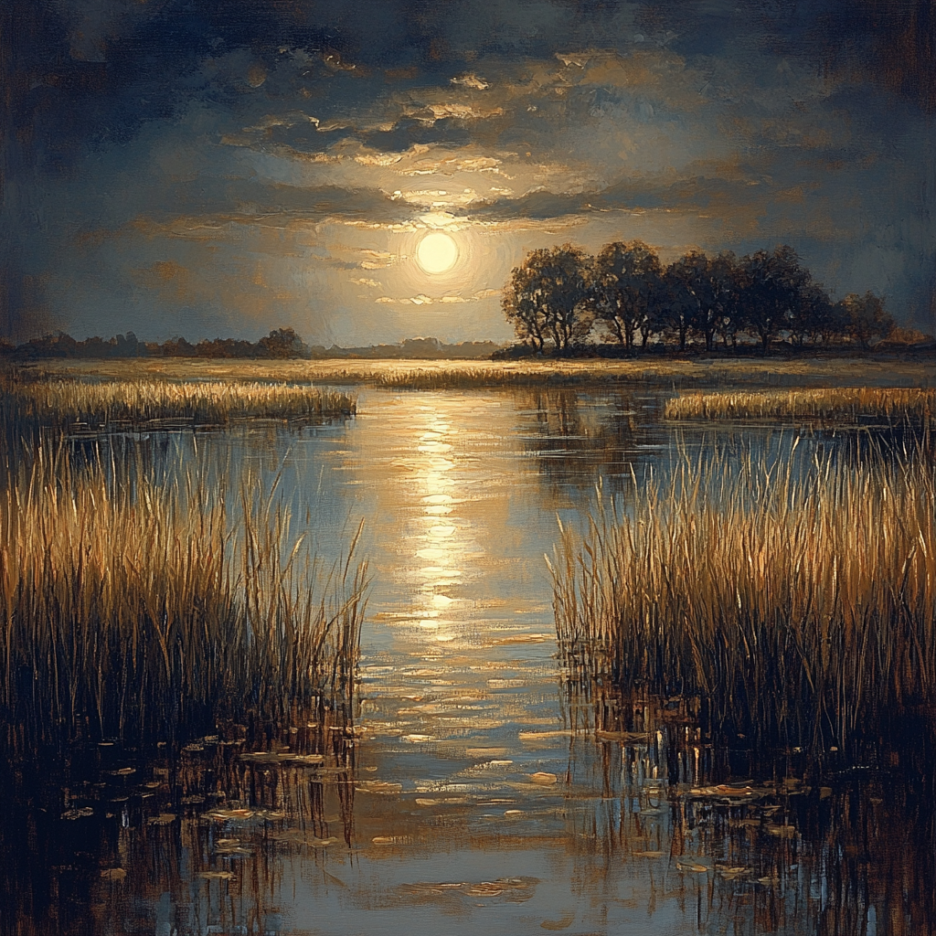 Rembrandt Inspired Moonlit Dutch Marshland paint by numbers