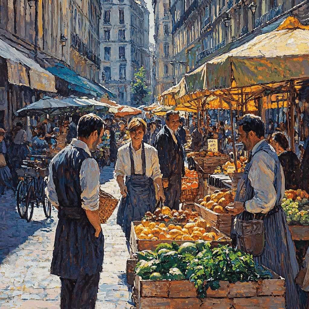 Gustave Caillebotte Inspired Harmony In A Vibrant Market Numbered Painting Kits