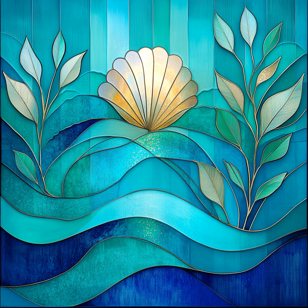 Alphonse Mucha Inspired Ocean Of Ornament paint by number