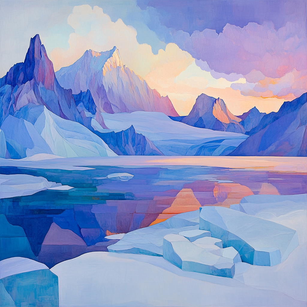 Lawren Harris Inspired Glacial Peaks At Dawn paint by numbers