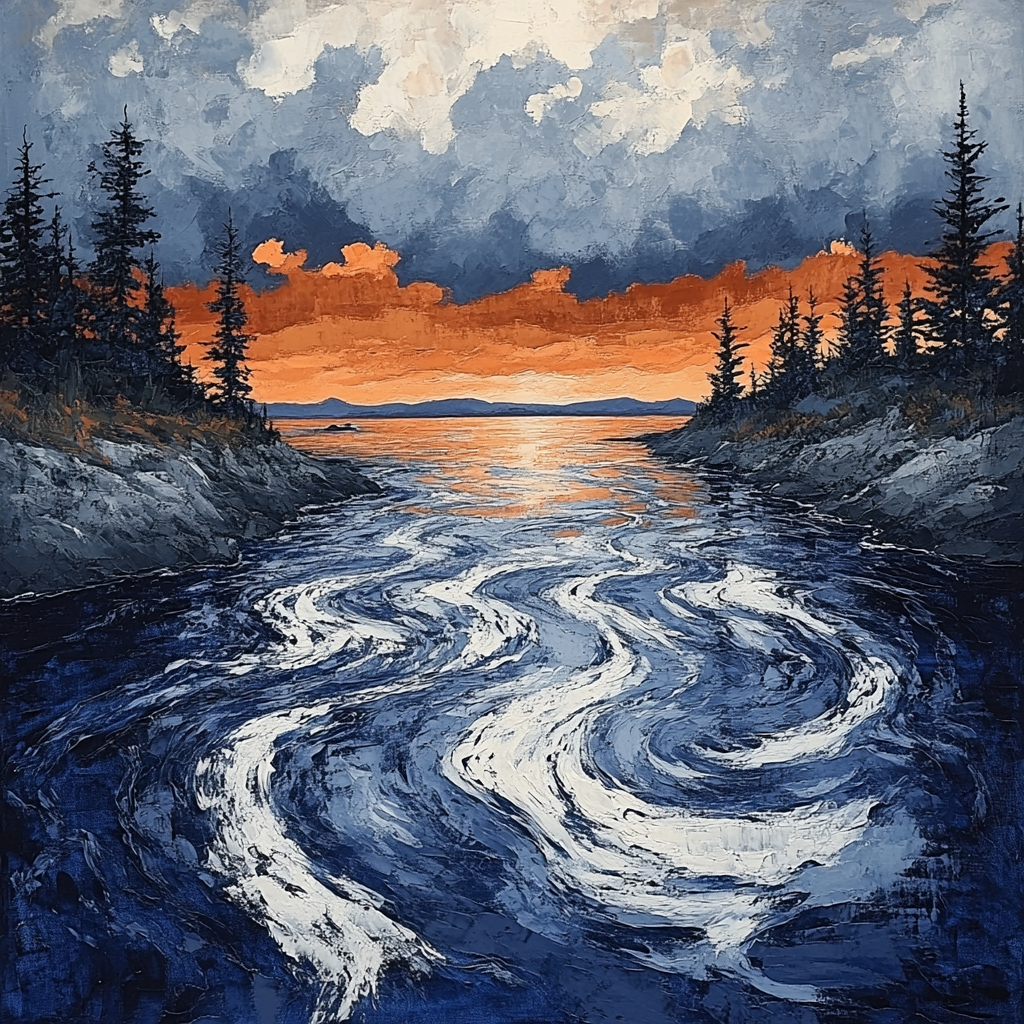 Arthur Lismer Inspired Roiling Sky Above Spruce Reflections paint by number