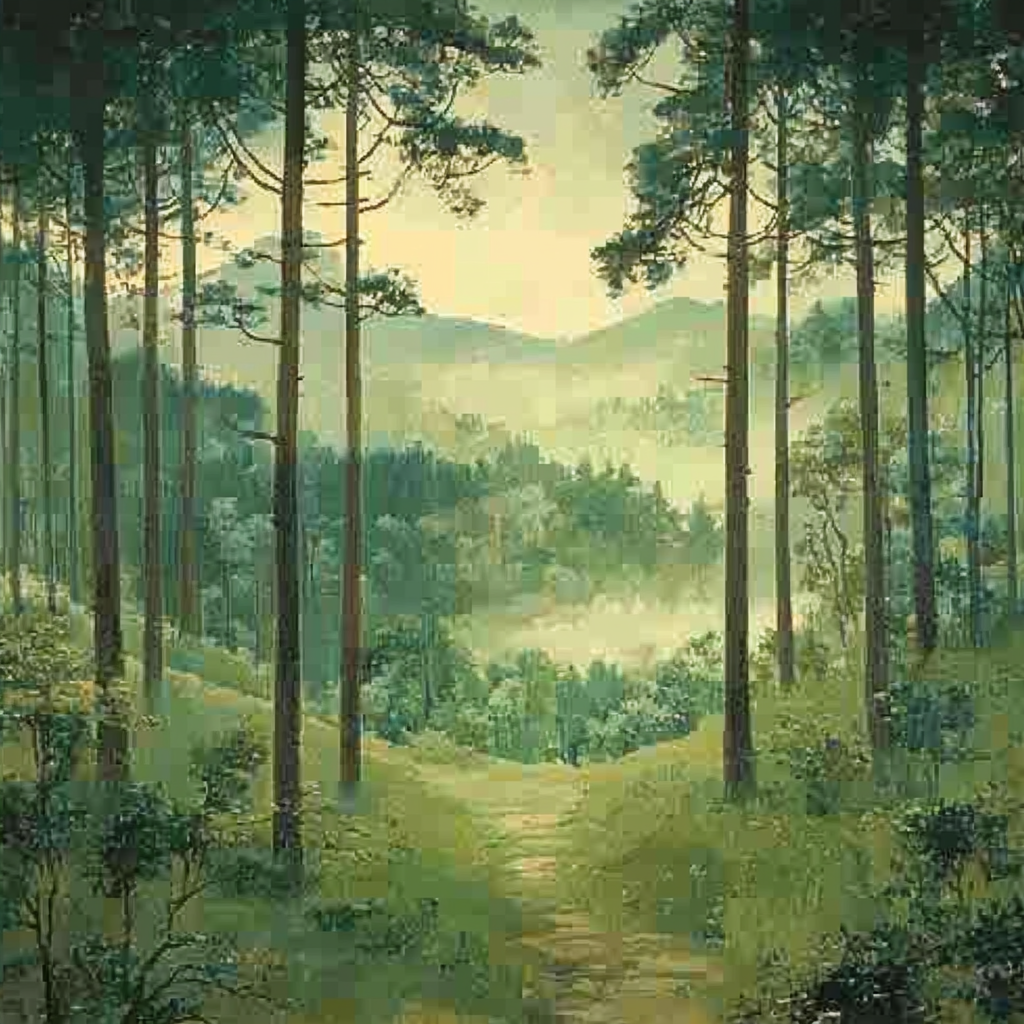 Utagawa Hiroshige Inspired Gentle Forest Harmony Paint By Color