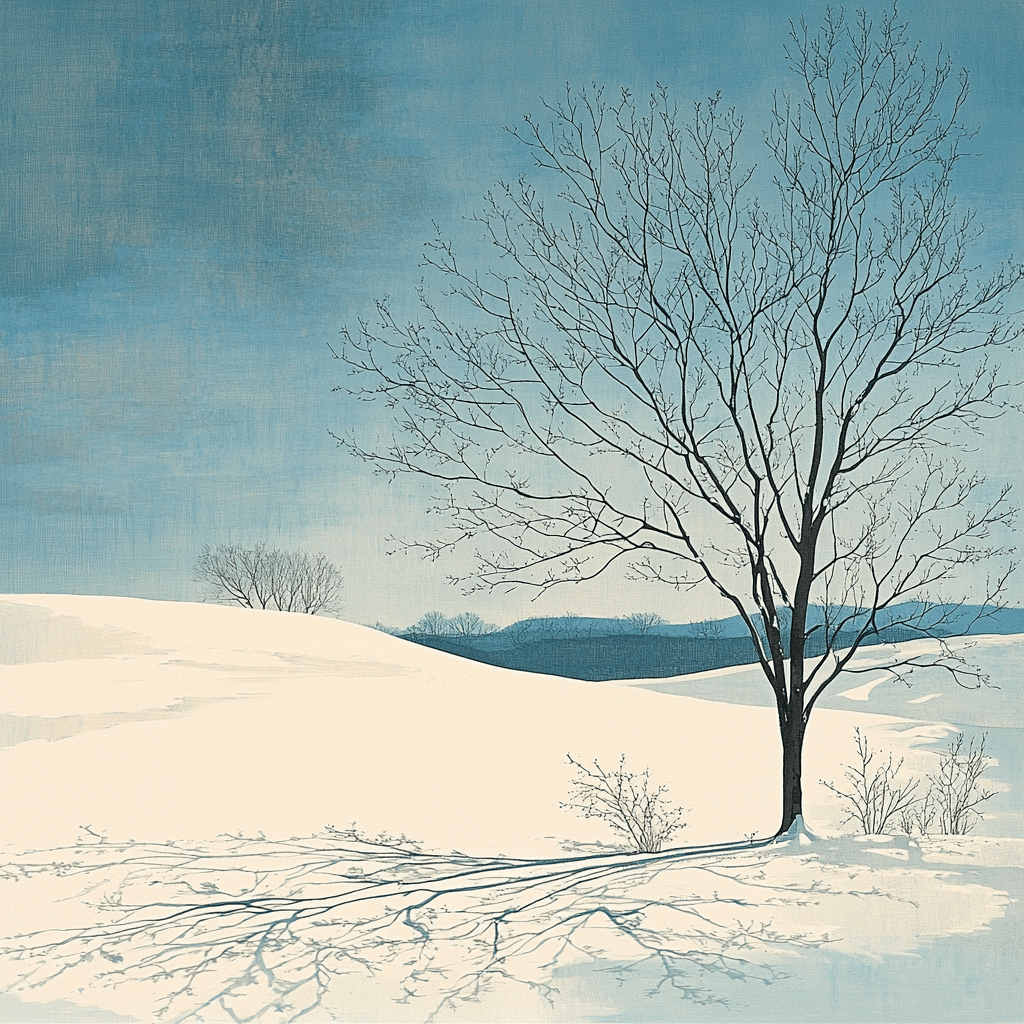 Utagawa Hiroshige Inspired Winter Solitude Refuge Number Painting