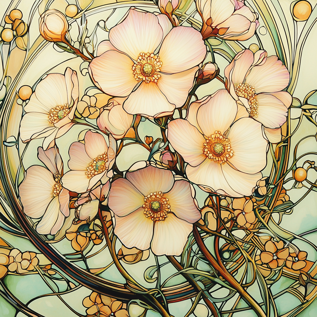 Alphonse Mucha Inspired Echoes Of Eternal Blossoms Paint By Color