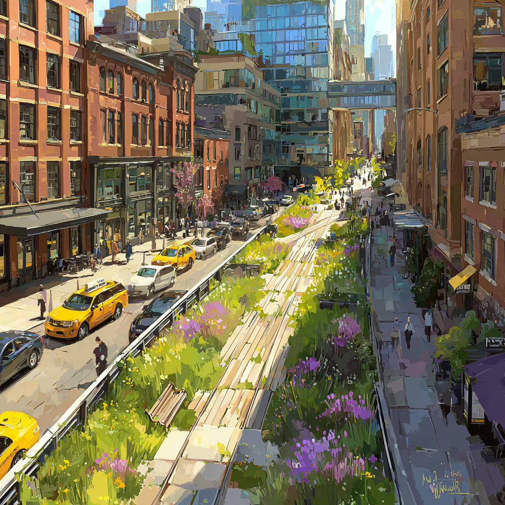 Green Terraces Of High Line Park New York United States Number painting [AI-e921d110-5f1a860665be]