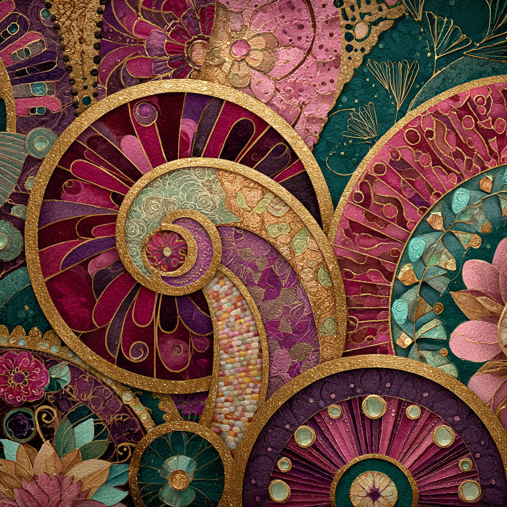 Gustav Klimt Inspired Amaranth Geometry Of First Bloom Paint by numbers art [AI-8d2447a2-d8778893d285]