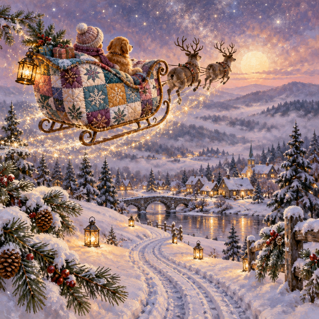 Starlight Quilt Sleigh Above The Candle Snow Hills Number painting [AI-937fe9f6-5685c24a710b]