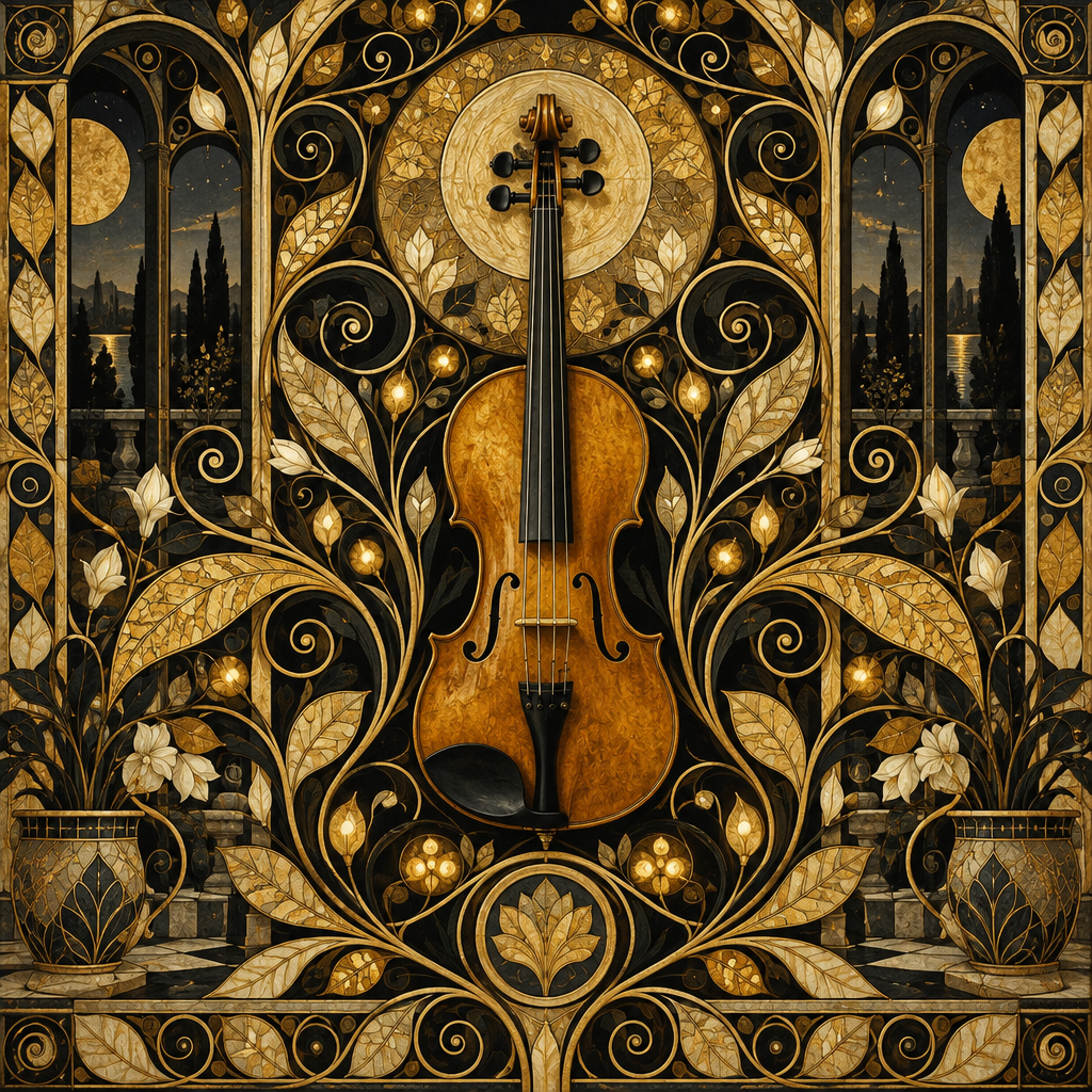 Gustav Amber Violin Garden DIY paint by numbers [AI-e7f51edb-f70bf8c4bbeb]