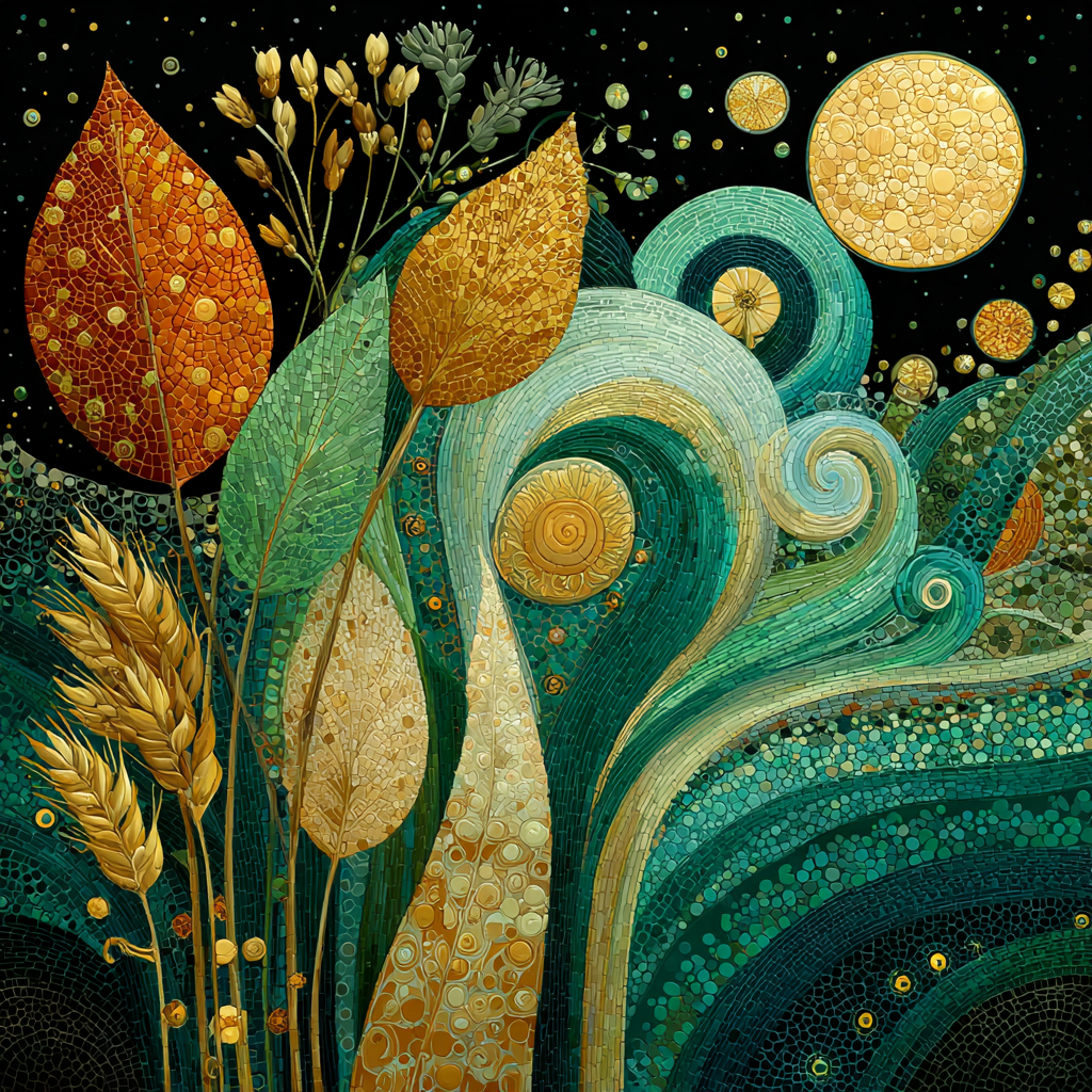 Gustav Klimt Inspired Viridian Breath Of Rootlight paint by numbers [AI-7e0e9a11-8c2c25d34a70]