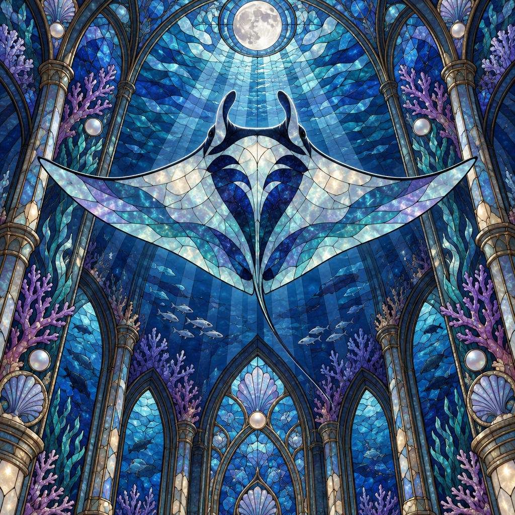 Stained Glass Midnight Manta Sanctuary painting number kit [AI-dc2b4c1b-e11628ecc16f]