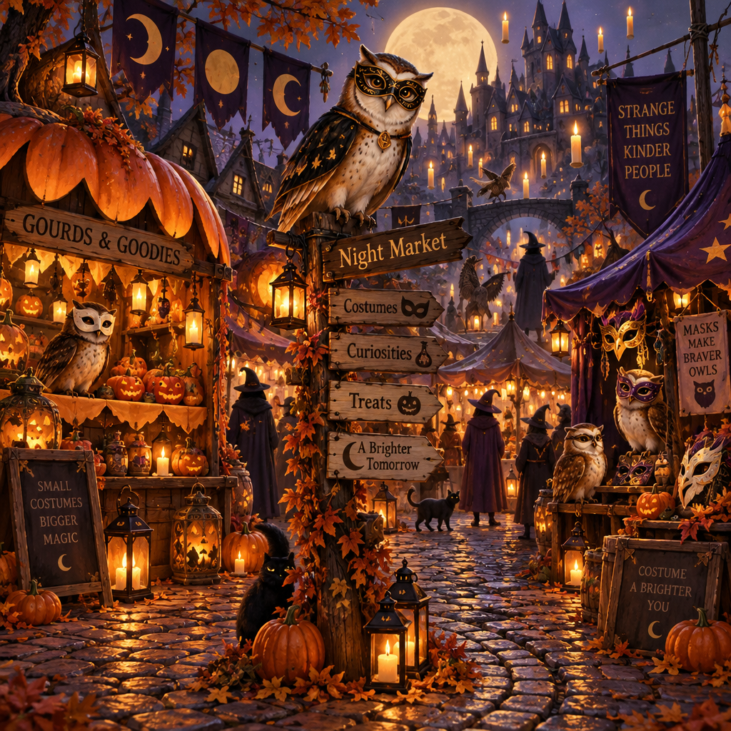 Halloween Owl Mask Market Number painting [AI-c1b96886-8babcd7de3c4]