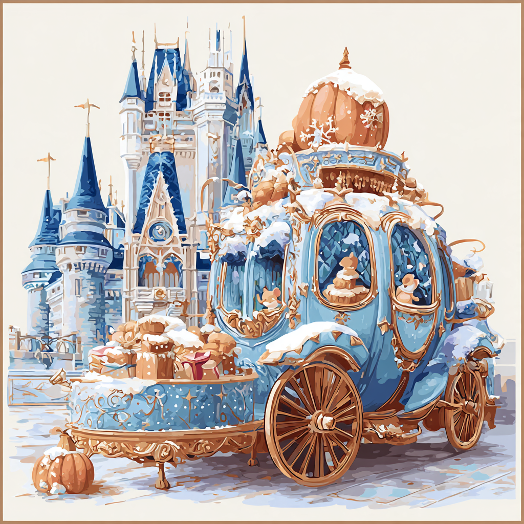 Cinderella Pumpkin Coach Snow Bakery Numbered painting kits [AI-56b3a439-8893fdfd7830]