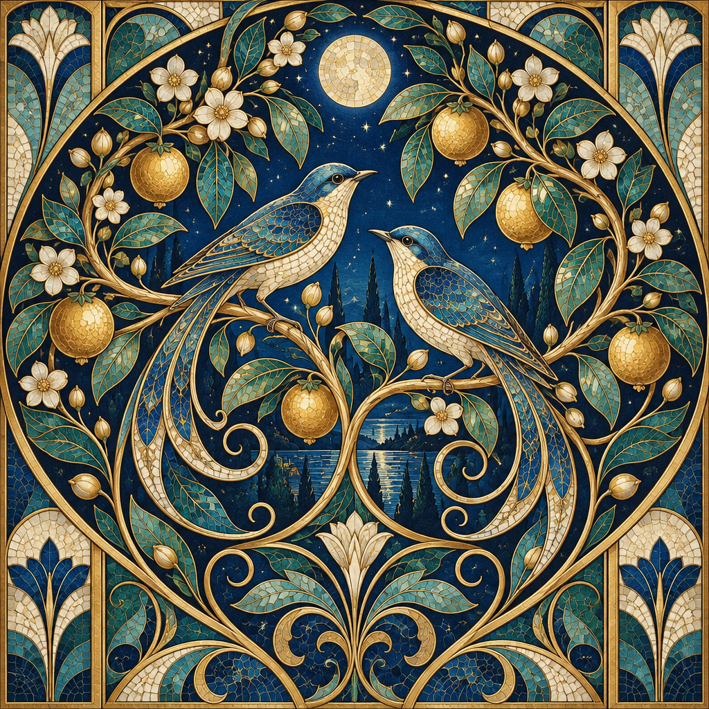 Gustav Sapphire Orchard Waltz paint by numbers [AI-3ca9f7ca-074405adf08d]