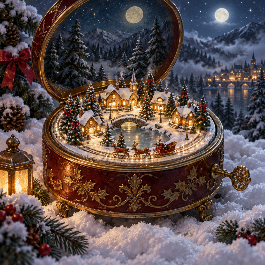 Velvet Snowfall Music Box Village Paint by numbers art [AI-81cc245a-d50487a39569]