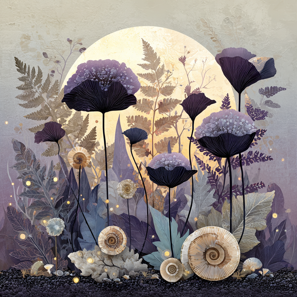 Odilon Redon Inspired Moonlit Fossil Garden painting number kit [AI-93226fff-1bae5cd23b68]
