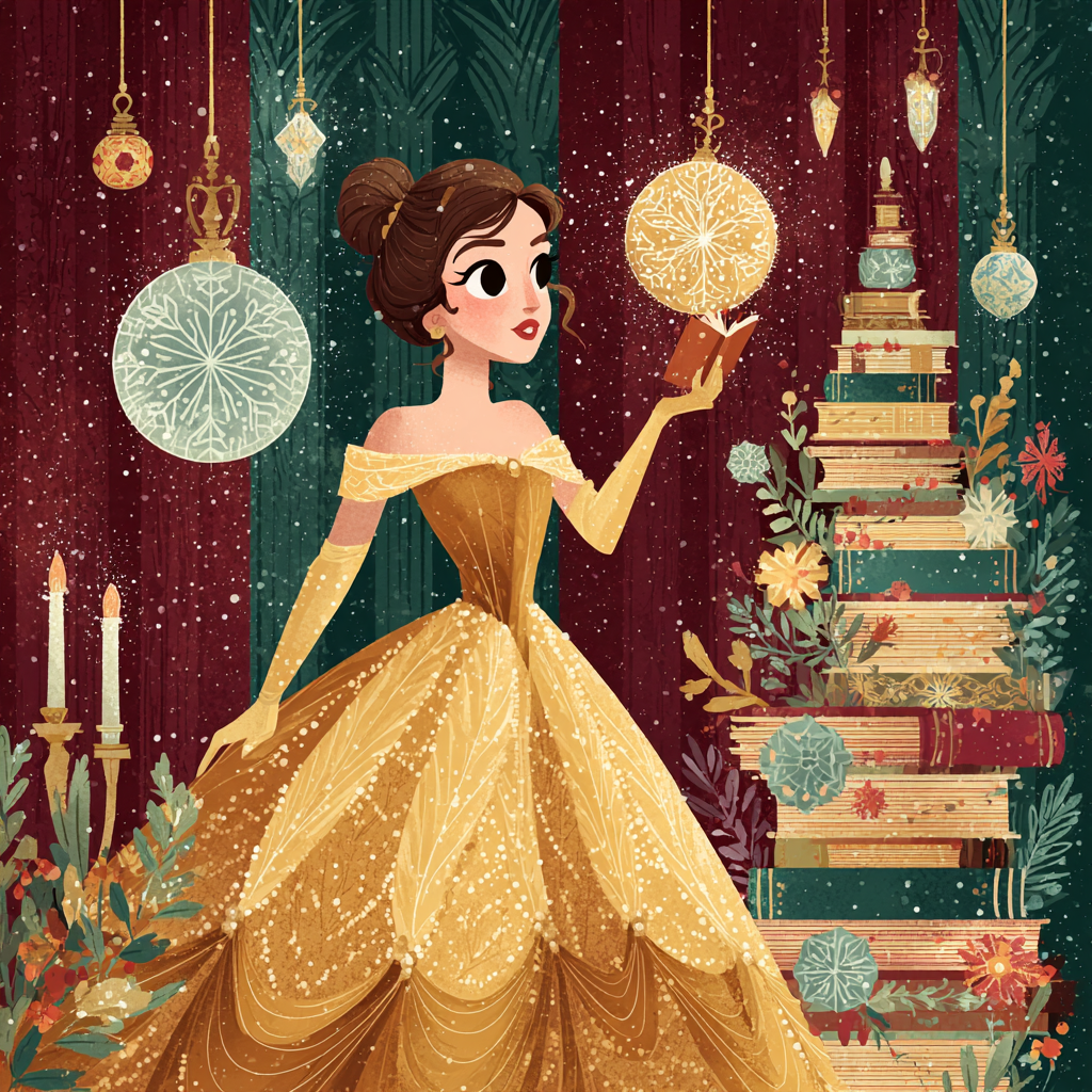 Belle Reads The Reindeer Map In The Enchanted Ballroom painting number kit [AI-9fe344d6-c59c27f13455]