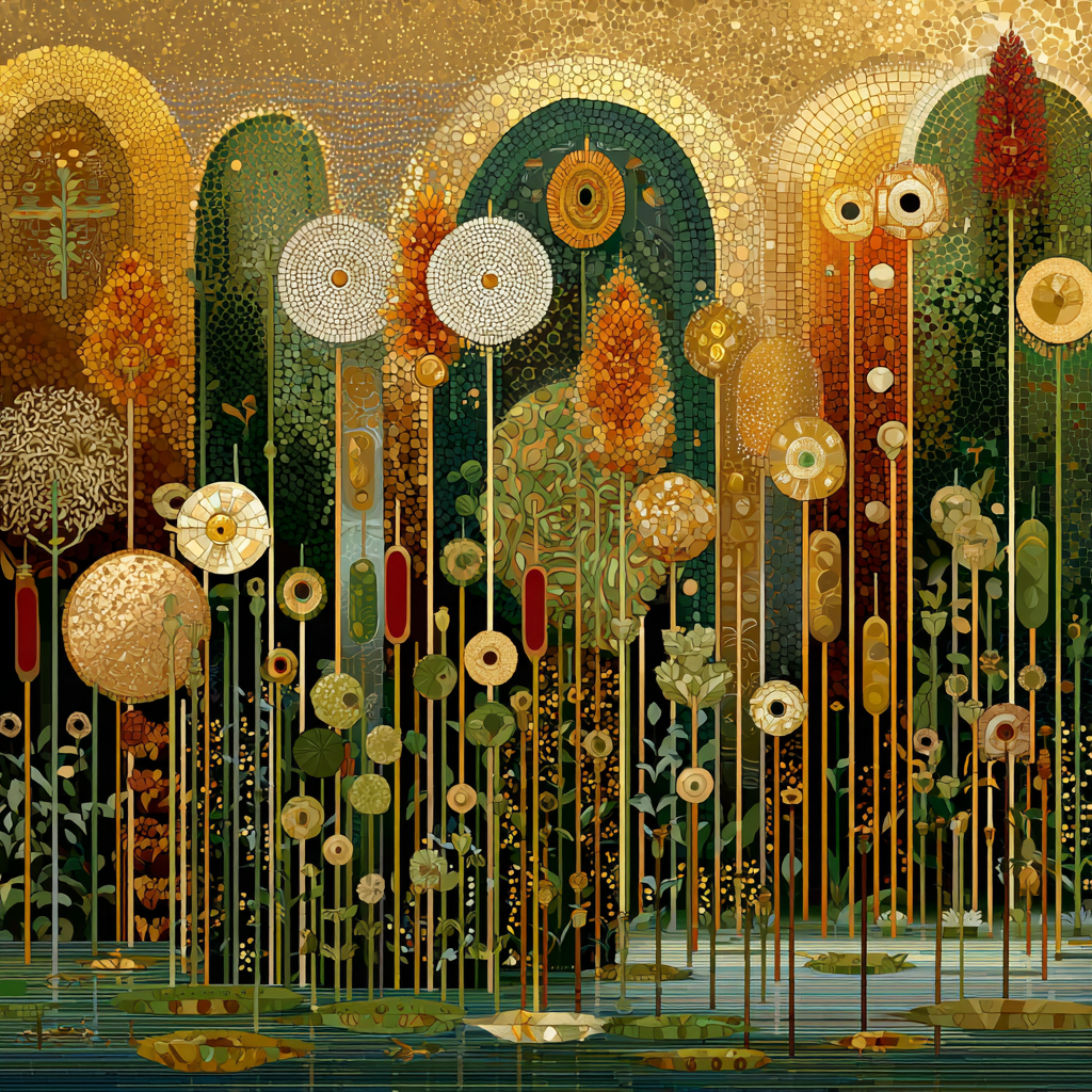 Gustav Klimt Inspired Amber Fen Of Spiral Seedpods DIY paint by numbers [AI-a58680a3-ab52f8881db3]