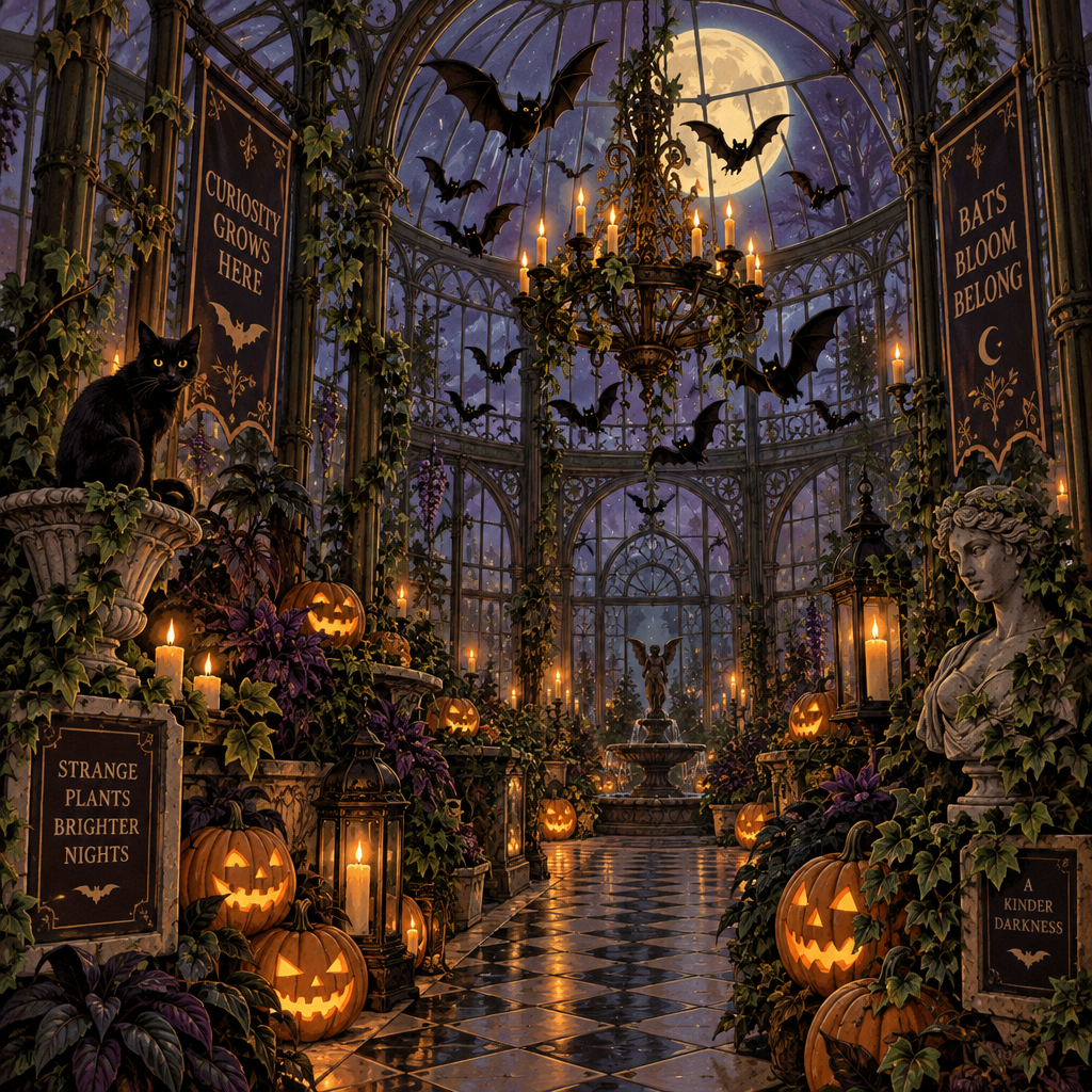 Halloween Candlelit Bat Conservatory paint by number [AI-583e3056-12c75158c05d]