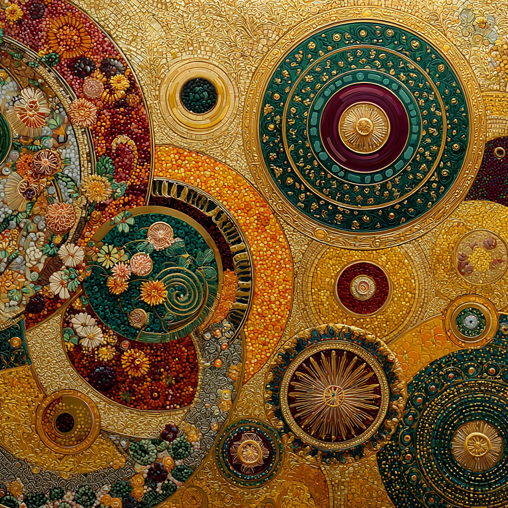 Gustav Klimt Inspired Auric Saffron Timewells paint by number [AI-f8a6cae7-f1701b0fab46]