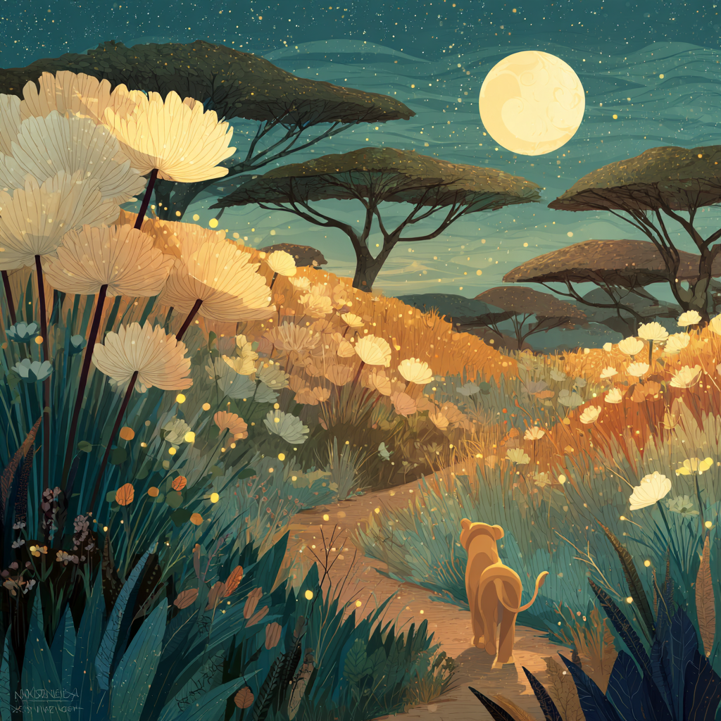 Nala Moonflower Savannah Stroll Disney Inspired paint by color [AI-f48a3c16-c6a0f8418167]